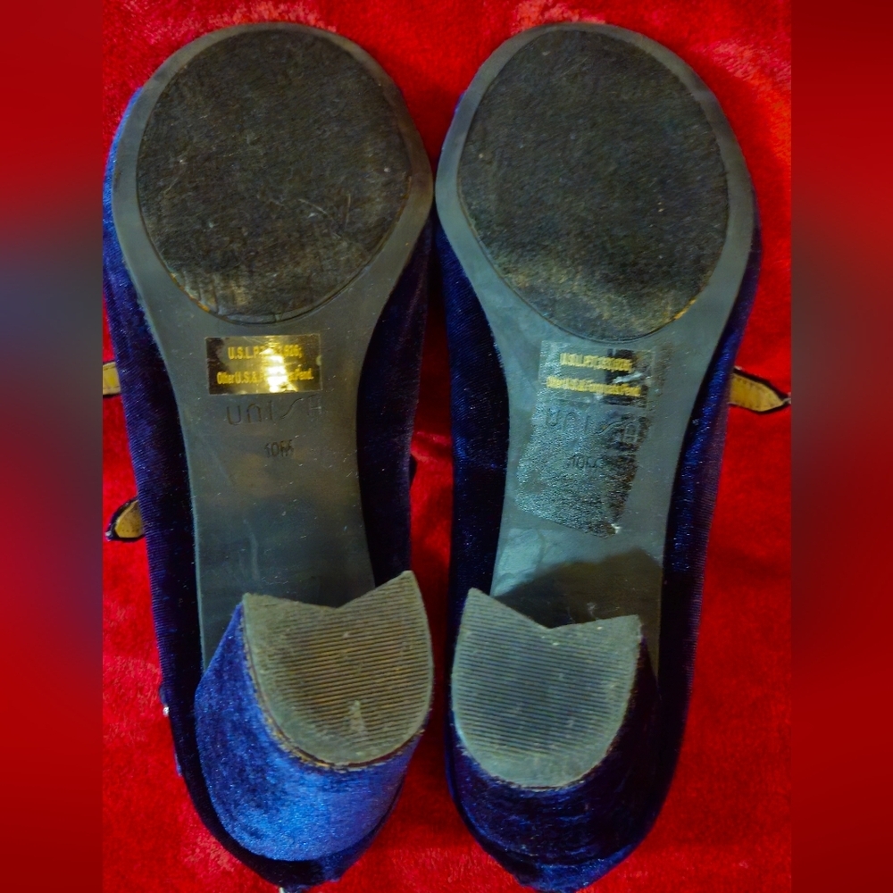 Unisa Navy Blue Velvet Strappy with Buckles Women Shoes - Size 10 - Picture 7 of 7